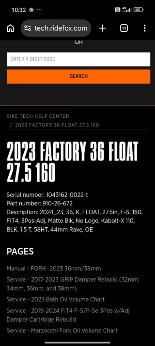 Forcella Fox Factory 36 27.5 160mm Nuova