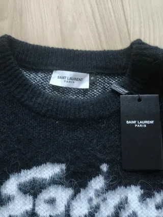 saint laurent paris black wool mohair knit sweater
