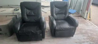 Sillón reclinable de cuero negro