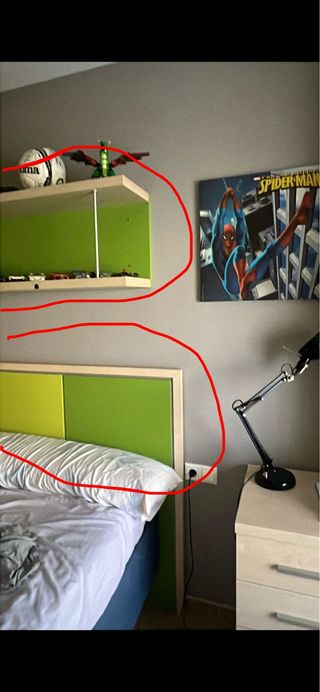 Cabecero juvenil moderno + estante