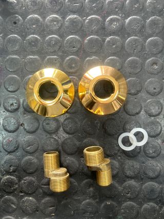 Embellecedores bañera oro 3/4 + codos latón
