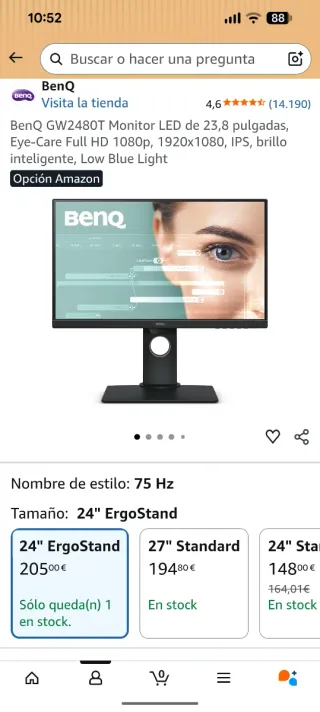 Monitor BenQ GW2480T LED 23.8 Negro