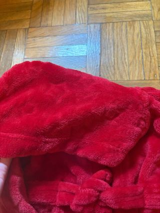 Bata Albornoz Bebe Capucha 6-9 Meses Roja