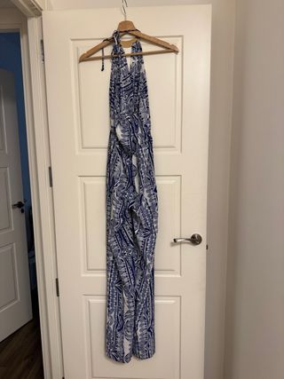 Mono largo estampado azul y blanco