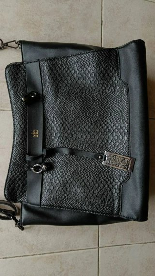 Borsa Roccobarocco in pelle nera pitonato