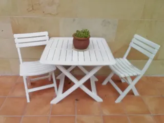 Mesa y 2 Sillas Plegables Jardín