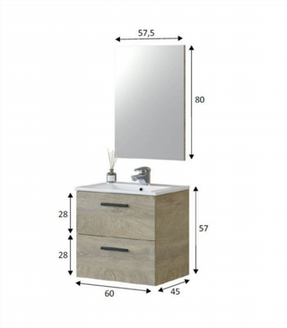 Mueble De Baño Colgante Y Espejo Con Lavabo. Robl