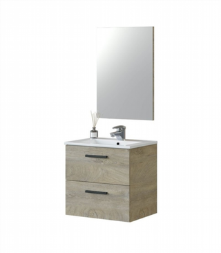 Mueble De Baño Colgante Y Espejo Con Lavabo. Robl