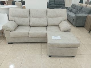 Sofá chaise longue beige tela