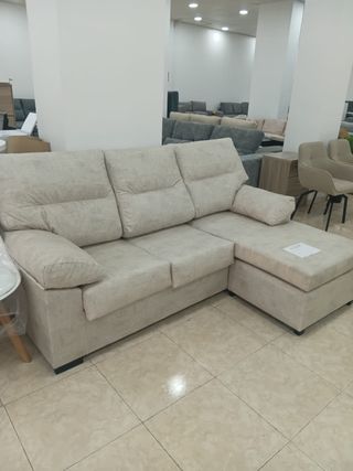 Sofá chaise longue beige tela