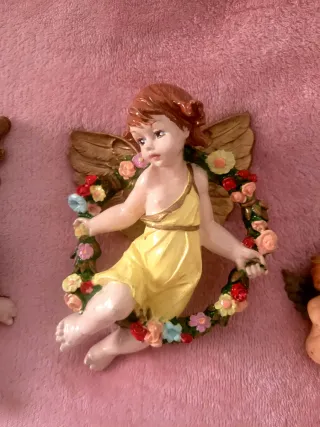 3 Figuras de ángeles decorativas vintage