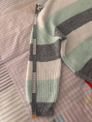 Jersey rayas verde, gris y blanco