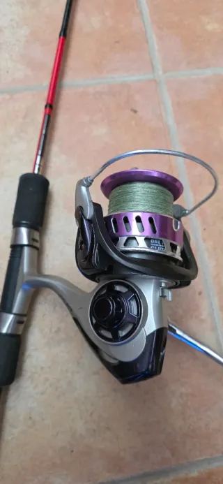 Caña de pescar con carrete