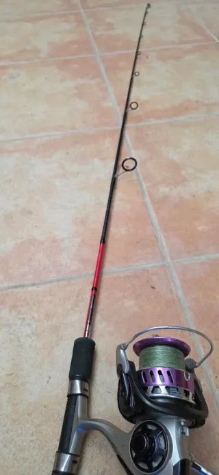 Caña de pescar con carrete
