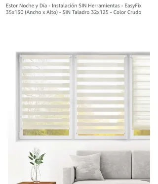 Estor Noche y Día EasyFix 35x130 Crudo dos iguales