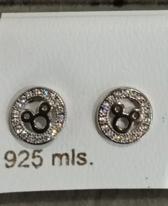 Pendientes Plata Ley 925 Mickey Circonitas
