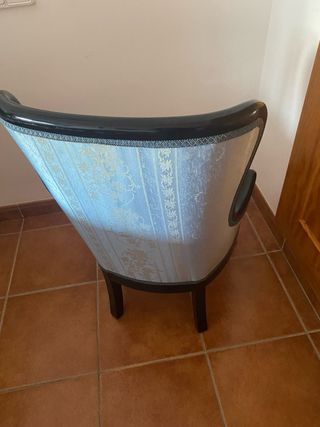 Silla Vintage Tapizada Azul y Negra