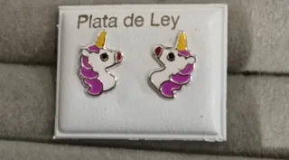 Pendientes Plata Ley 925 Unicornio