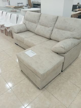 Sofá chaise longue beige tela