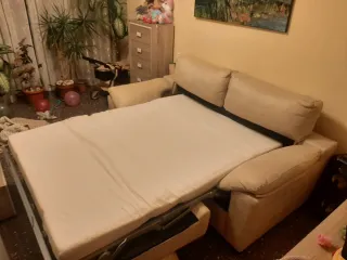 Sofá Cama Piel Sintética Beige