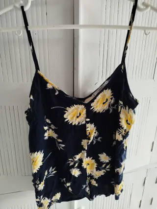 Top tirantes floral azul marino