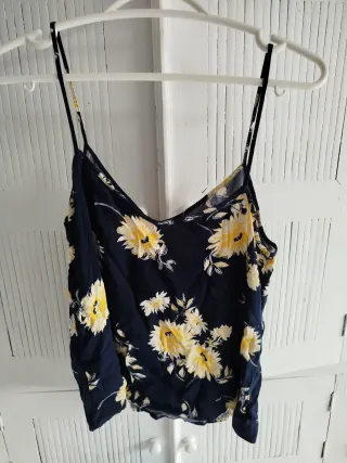 Top tirantes floral azul marino
