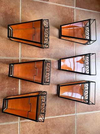 Juego 6 Apliques Pared Negro/Naranja