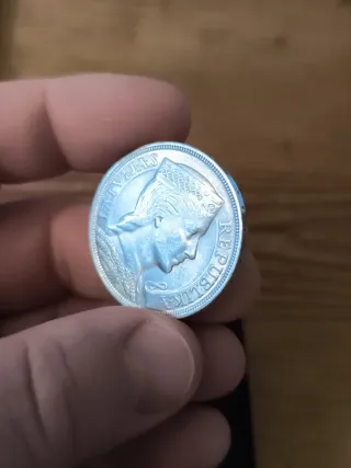 Moneda Plata 5 Lati Letonia 1932