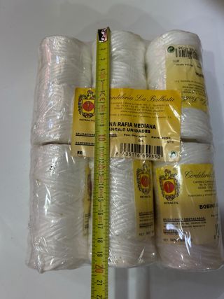 Lote 6 Bobinas Rafia Mediana Blanca