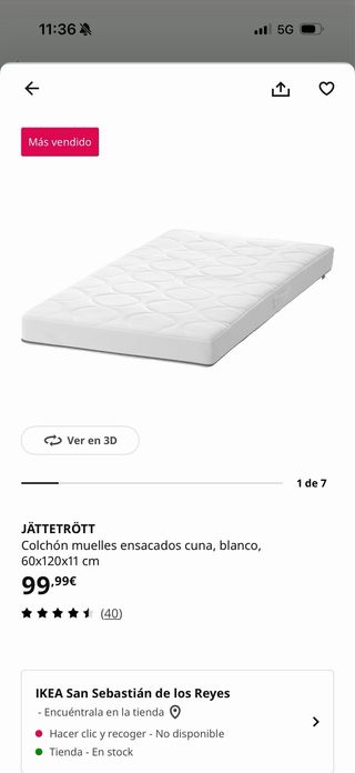 Colchón Cuna JÄTTETRÖTT como nuevo + REGALOS
