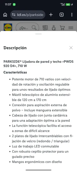 Lijadora Jirafa PARKSIDE Paredes Techos
