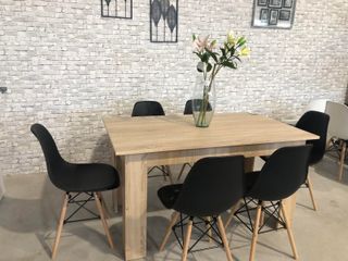 Mesa comedor 140cm + 4 sillas negras
