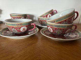 Set 6Tazze Tea Cinesi Wan Shou Wu Jiang vintage