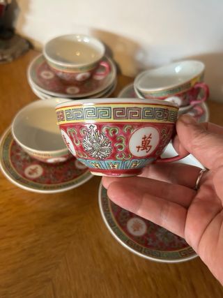 Set 6Tazze Tea Cinesi Wan Shou Wu Jiang vintage
