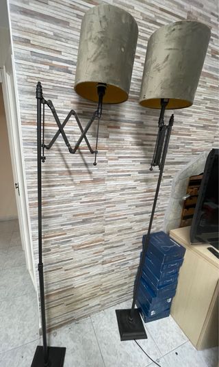 Pareja lámparas pie industriales brazo tijera