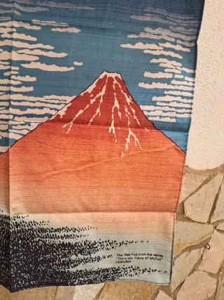 Tela Hokusai El Fuji Rojo Seda 48.5x48.5