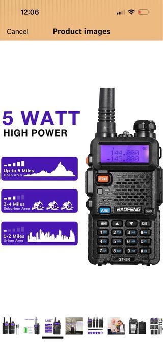 BAOFENG GT-5R Walkie Talkie, Dual Band Radio for 1