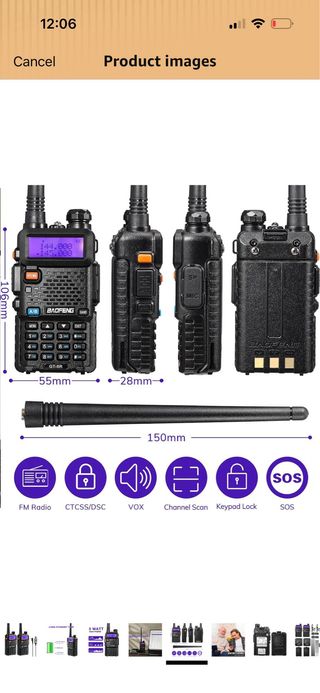 BAOFENG GT-5R Walkie Talkie, Dual Band Radio for 1