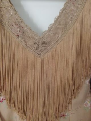 Traje Flamenca Feria Beige/Rosa