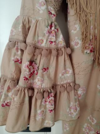 Traje Flamenca Feria Beige/Rosa