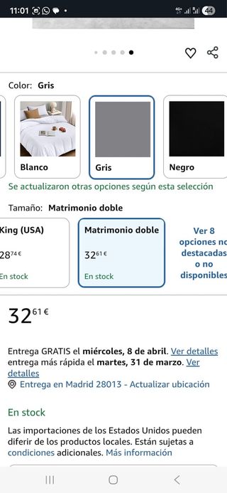 Funda nórdica gris tela. Totalmente nueva estrenar