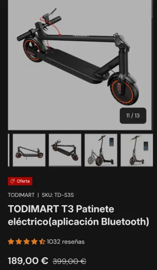 Patinete Eléctrico Todimart T3 Bluetooth