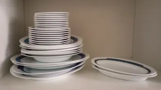 Vajilla de porcelana azul y blanca