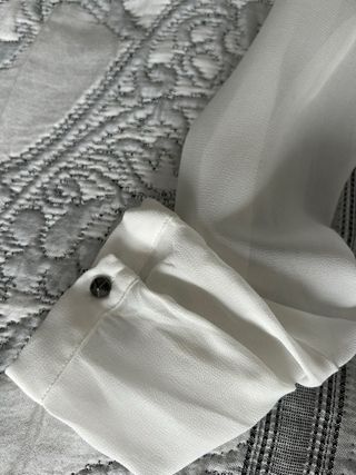 Blusa Massimo Dutti Gasa Volantes Blanca