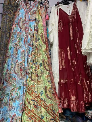 Modaindian Vestido Largo Estampado Multicolor