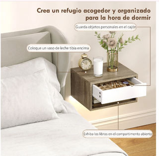 2 Mesitas Noche Flotantes con Luces LED