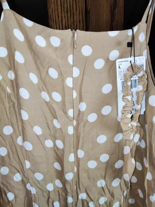 Vestido Mango lunares beige talla L