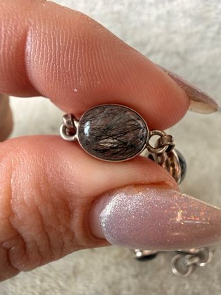 Pulsera Plata Ley 925 con Piedras cuarzo rutilo