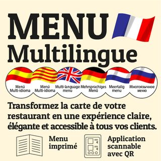 Menús multi-idiomas diseño para impresión u online
