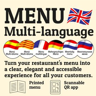 Menús multi-idiomas diseño para impresión u online